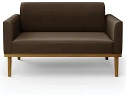 Sofá Namoradeira e 1 Poltrona Base Madeira Castanho Maressa Suede Marr