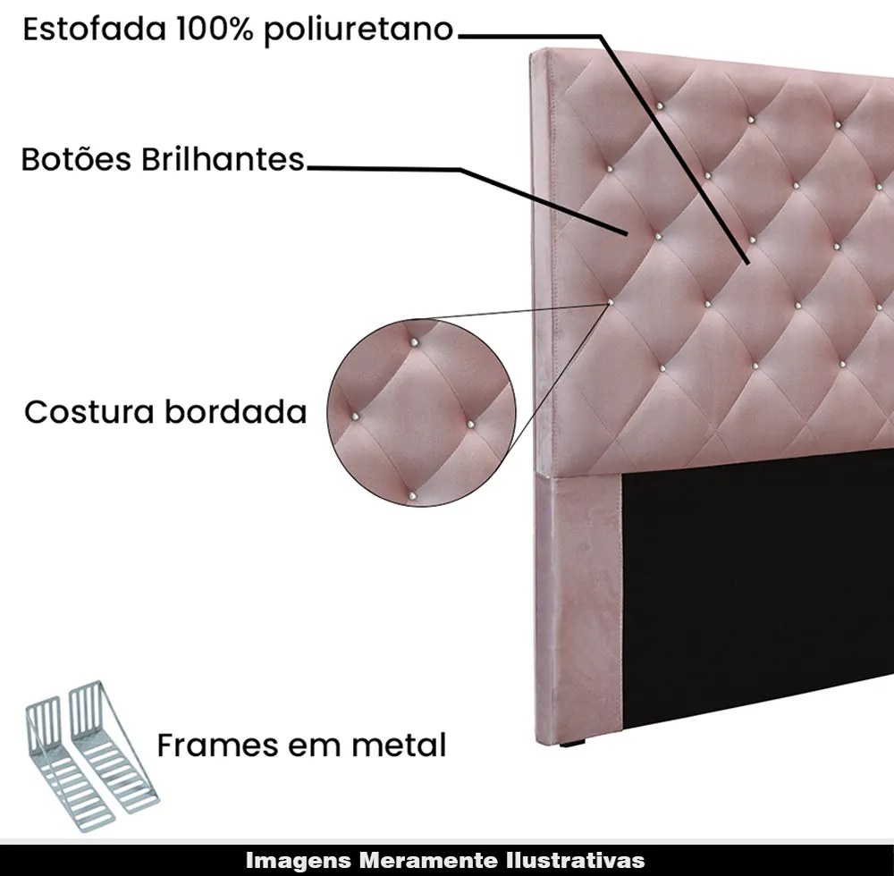 Cabeceira Decorativa Casal 1,40M Tàzio Veludo Lilás G63 - Gran Belo