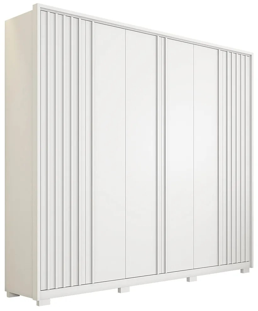 Guarda Roupa Casal 268cm Bravus 6 Portas de Bater com 4 Gavetas MDP Branco G11 - Gran Belo