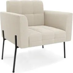 Poltrona Para Sala Pé Metal Preto Kit 2 Ana Bouclé Bege - Ibiza