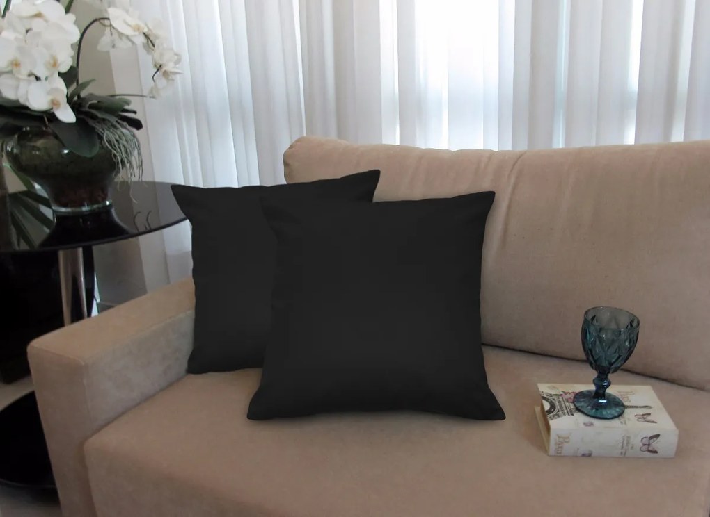 Almofada Decorativa 40x40 Tecido Suede Preto