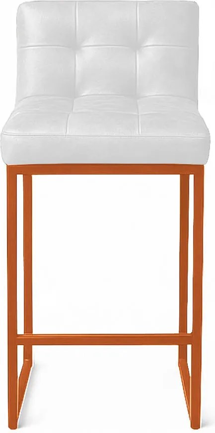 Banqueta Cozinha Alta com Encosto Industrial Bronze Lirina PU C05 - D'Rossi - Branco