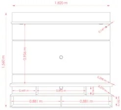 Painel Bancada Suspensa Para TV Até 60 Pol. Lana 1.8 Naturale/Off Whit