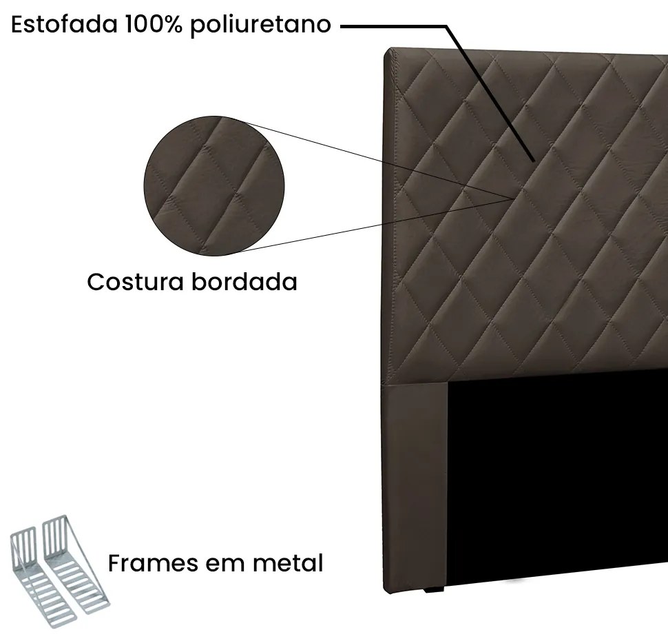 Cabeceira Cama Box Casal 140 cm Dubai Veludo S04 - D'Rossi - Marrom