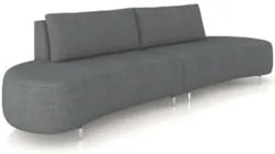 Sofá 3 Lugares 220cm Orgânico Pé Ferro Nagai Linho Grafite Z55 - Mpoze