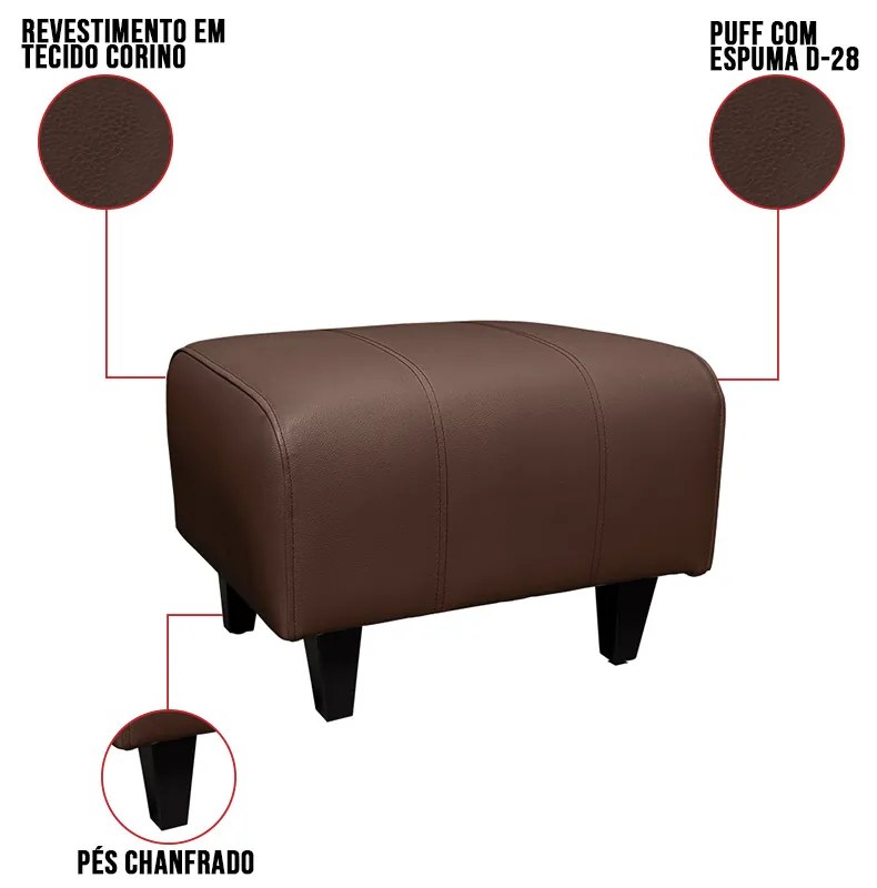 Poltrona do Papai com Puff USB e Porta Copos Ravella Sintético R04 - D'Rossi
 - Marrom