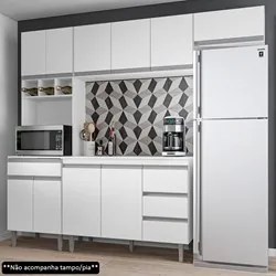Cozinha Modulada 4 Peças Balcão sem Tampo 120cm Andréia Branco - AJL M