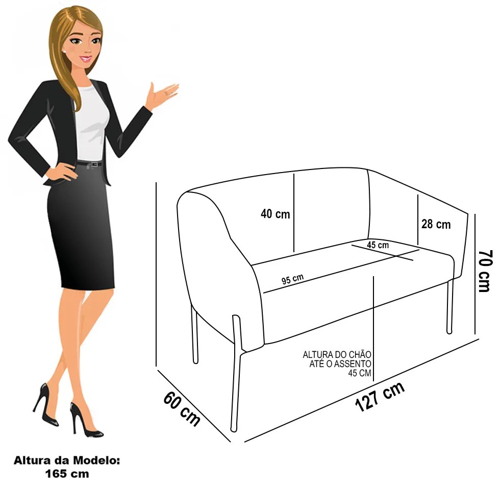 Poltrona Decorativa Pé de Ferro Preto Stella Sintético D03 - D'Rossi - Cinza