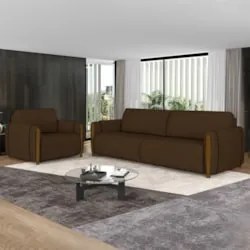 Conjunto Sofá 3 Lugares 223cm e Poltrona 98cm Amaranto Z32 Veludo Marr