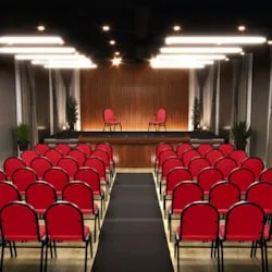 Kit 4 Cadeiras Hoteleiras Auditório Empilhável Sintético Z33 Vermelho