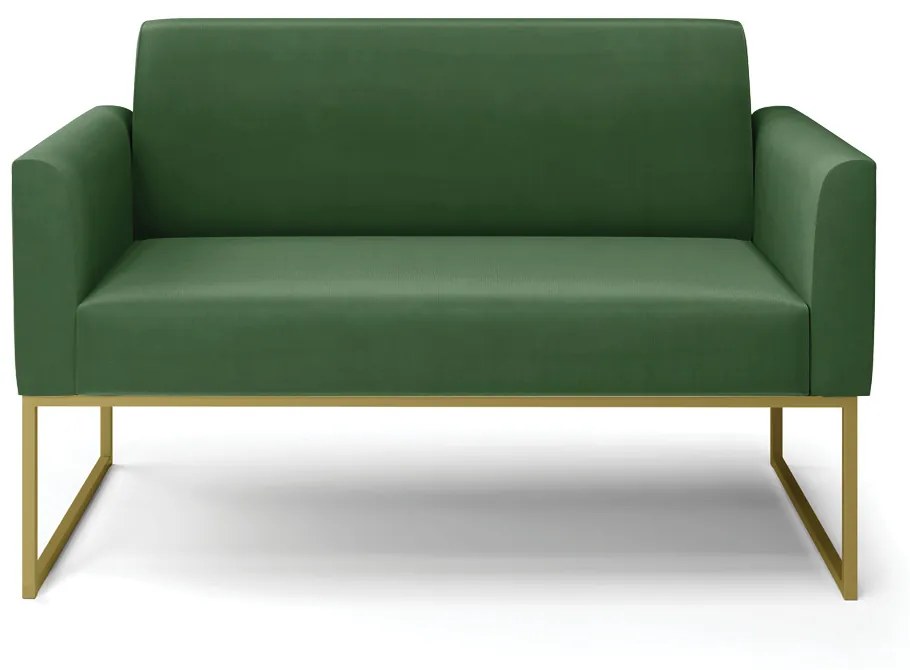 Sofá Namoradeira Base Industrial Dourado Marisa Suede Verde D03 - D'Rossi