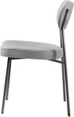 Cadeira Jantar Estofada Pé Metal Preto Lavy Linho Cinza S08 - Mpozenat