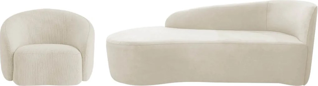 Kit Divã Recamier Orgânico França 160cm Lado Esquerdo e Poltrona Amore Bouclé