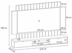 Painel para TV Suspenso 70 Pol. Illuna H01 Off White/Cinamomo - Mpozen