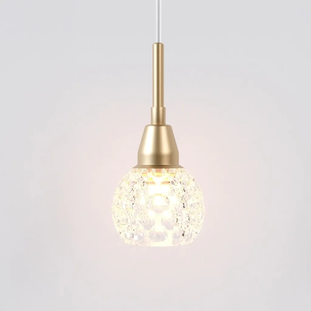 Pendente Amora Vidro Cristal Ø8X17Cm Alumínio 1Xg9 - Qimporta Pd2301 (CHAMPANHE)