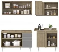 Armário de Cozinha Modulado de Canto Esquerdo 4 Peças CP46 Balcão sem