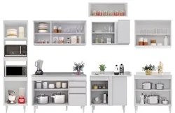 Armário de Cozinha Modulada de Canto 8 Peças CP03 Balcão com Pia Inox