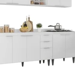 Armário de Cozinha Com Tampo CP05 290cm Pérola Branco Z34 - Mpozen