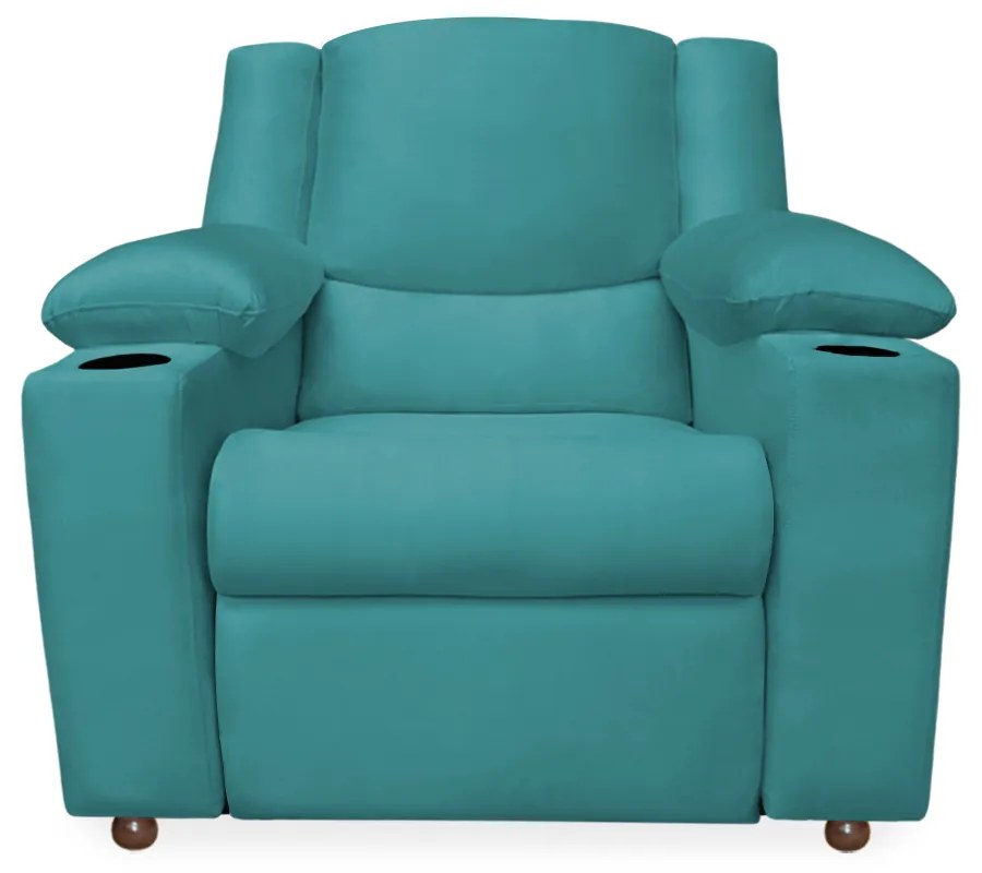 Poltrona Papai Manchester Reclinável Veludo Azul Tiffany