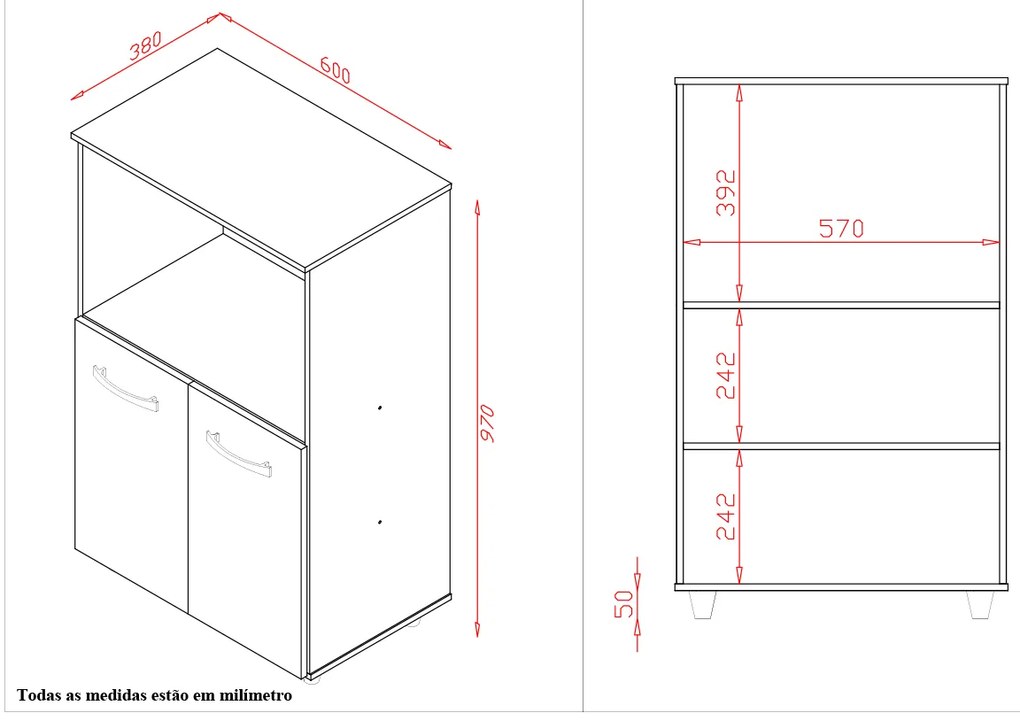 Armário Multiuso Nésia 2 Portas Cozinha MB1