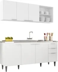 Armário de Cozinha CP10 Com Pia 180cm Pérola Z34 Branco     - Mpozenat