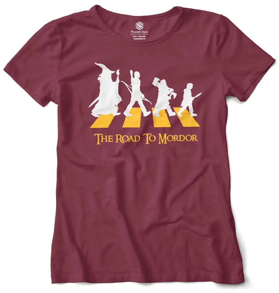 Camiseta Baby Look Feminina The Road to Mordor O Senhor dos Anéis - Cinza Chumbo - GG