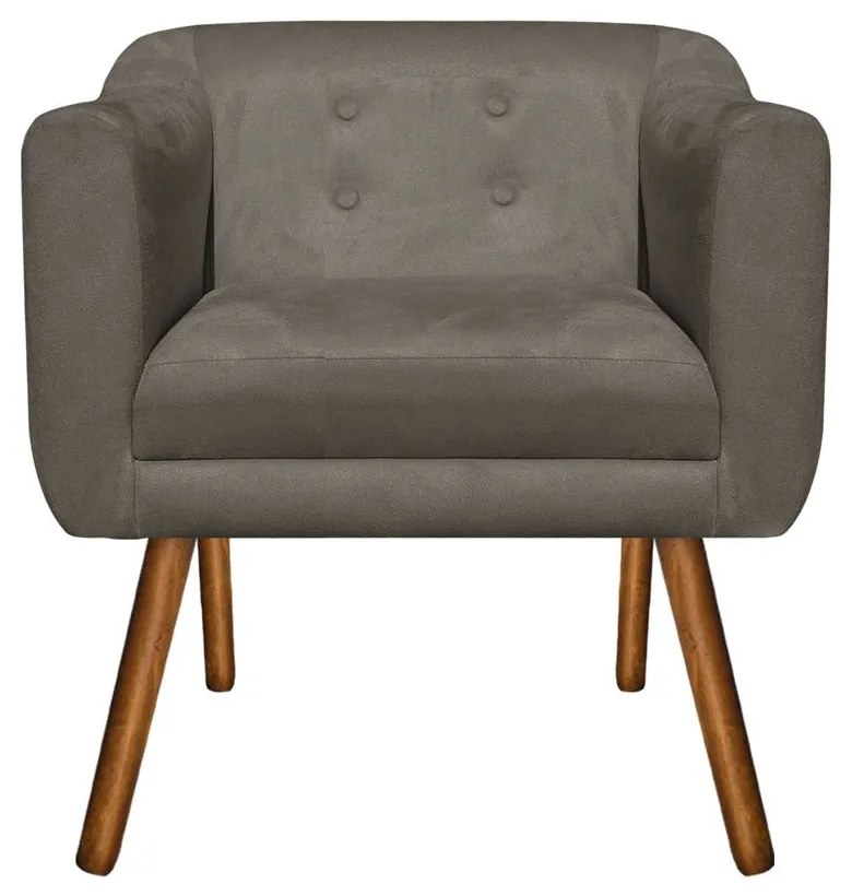 KIT 02 POLTRONAS JULIA SUEDE MARROM RATO