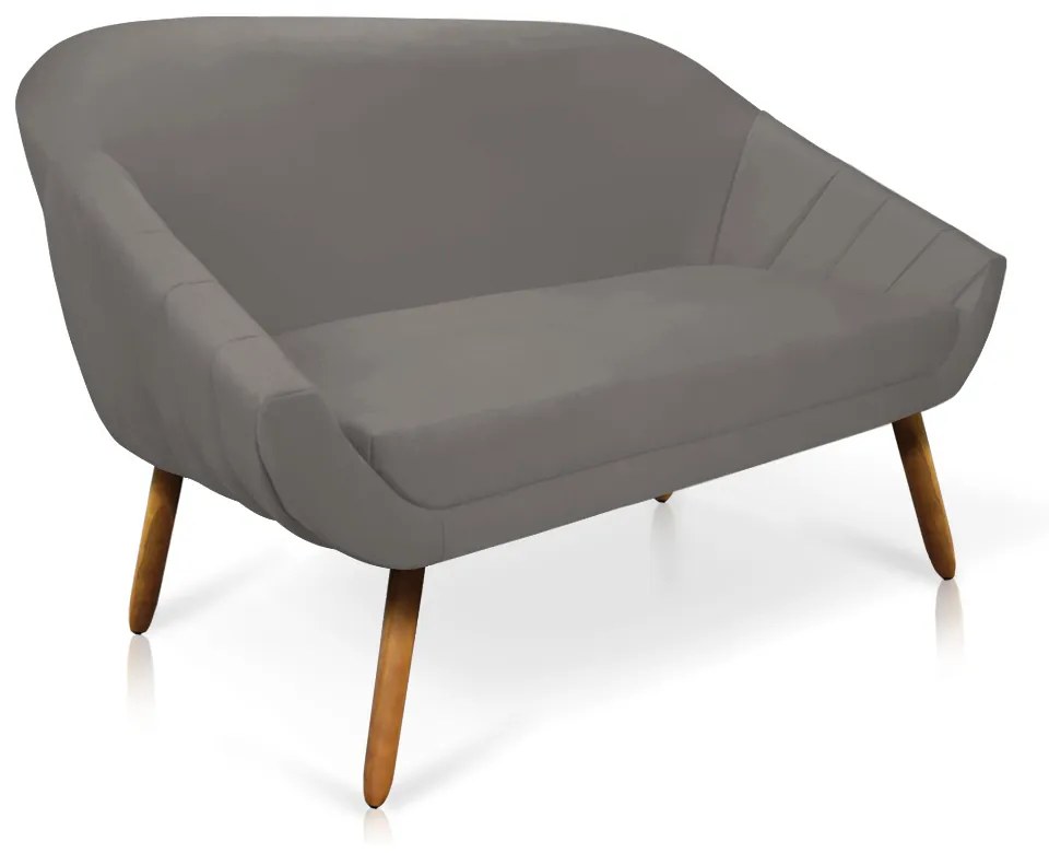 Kit 01 Namoradeira 02 Lugares e 02 Poltronas Giratória Giovana Suede Grafite Base Madeira MM30 - D'Rossi