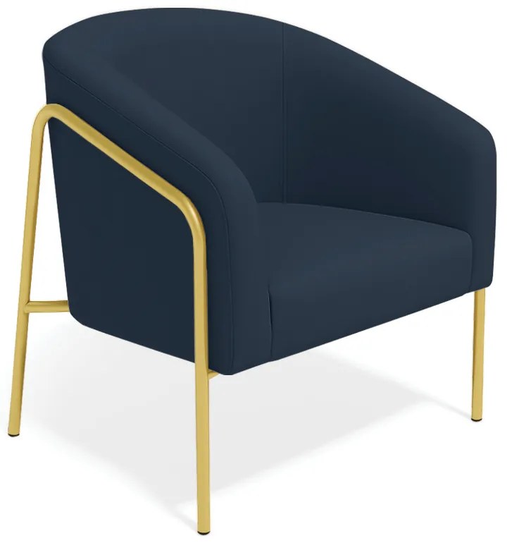 Poltrona Sala Industrial Alta Dourado Stella Suede D03 - D'Rossi - Azul