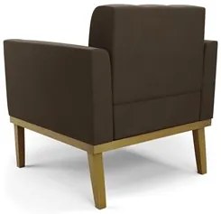 Poltrona Base Madeira Castanho Kit 2 Ana Suede Marrom - Ibiza