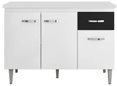 Balcão Gabinete Para Pia Com Tampo 120cm 3 Portas e 1 Gaveta Gabriela