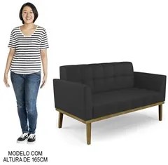 Sofá Namoradeira e 2 Poltronas Base Madeira Castanho Ana Sintético Pre