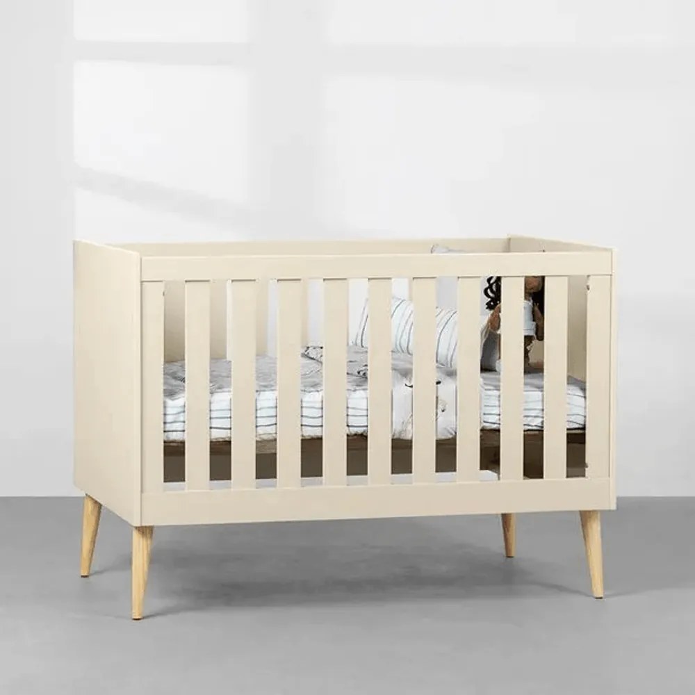 Berço Mini Cama Noah com Pés Retrô Natural - Areia