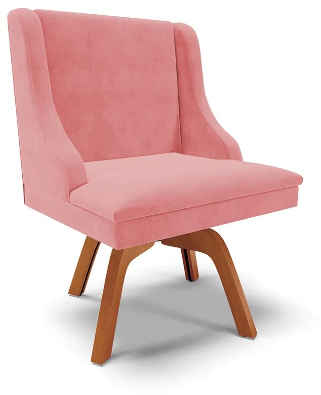 Cadeira de Jantar Liz Suede Rosê Base Madeira Mm35 D03 - D'Rossi