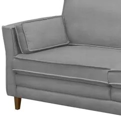 Sofá Living 3 Lugares 180cm Pés Madeira Efraim F05 Veludo Prata - Mpoz