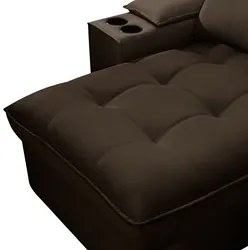 Sofá Retrátil 3 Lugares com Porta Copo 210cm Andes F05 Veludo Marrom E