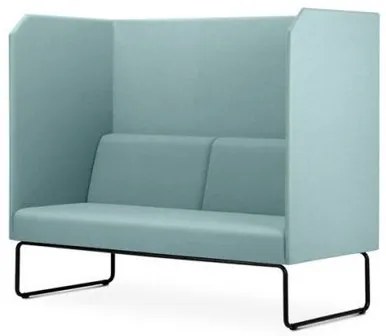Sofa Privativo Pix com Divisoria e Assento Crepe Verde Agua Base Aco Preto - 55082 Sun House