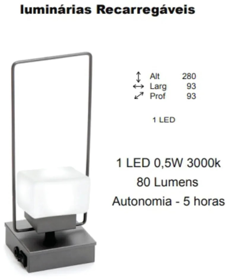 Abajur Freedon Cubo Flat Alça 9,3X9,3X28Cm 1Xled 0,5W 3000K - Old Arti... (COBRE FOSCO, 220V)