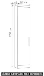 Guarda Roupa Modulado Sapateira 50cm Taiga Cinnamon/Branco L01 - Mpoze