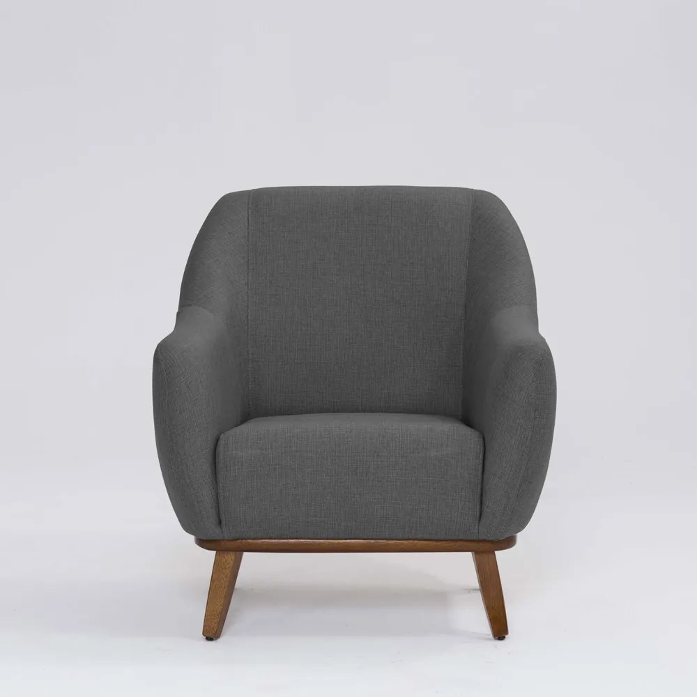 Poltrona Decorativa Pauline D07 Base Madeira Linha Mescla Chumbo - D'Rossi