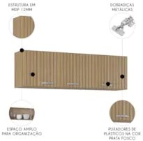 Armário de Cozinha Aéreo 120cm Classic Ripado Damasco Z46 - Mpozenato