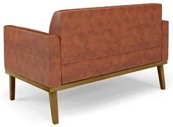 Sofá Namoradeira e 2 Poltronas Base Madeira Castanho Maressa Sintético
