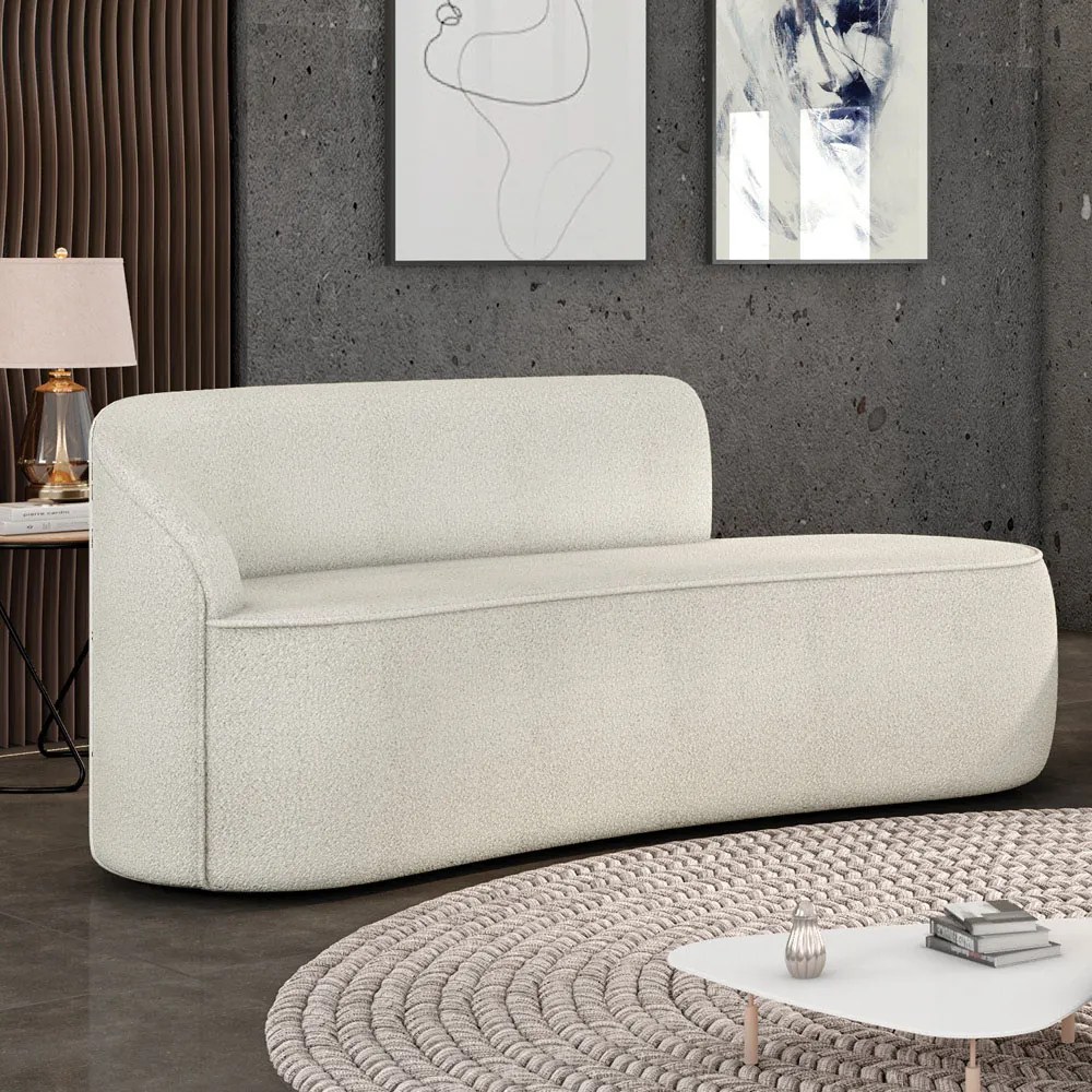 Sofá 2 Lugares Orgânico 140 cm Morgan Bouclê - Verde - Off White