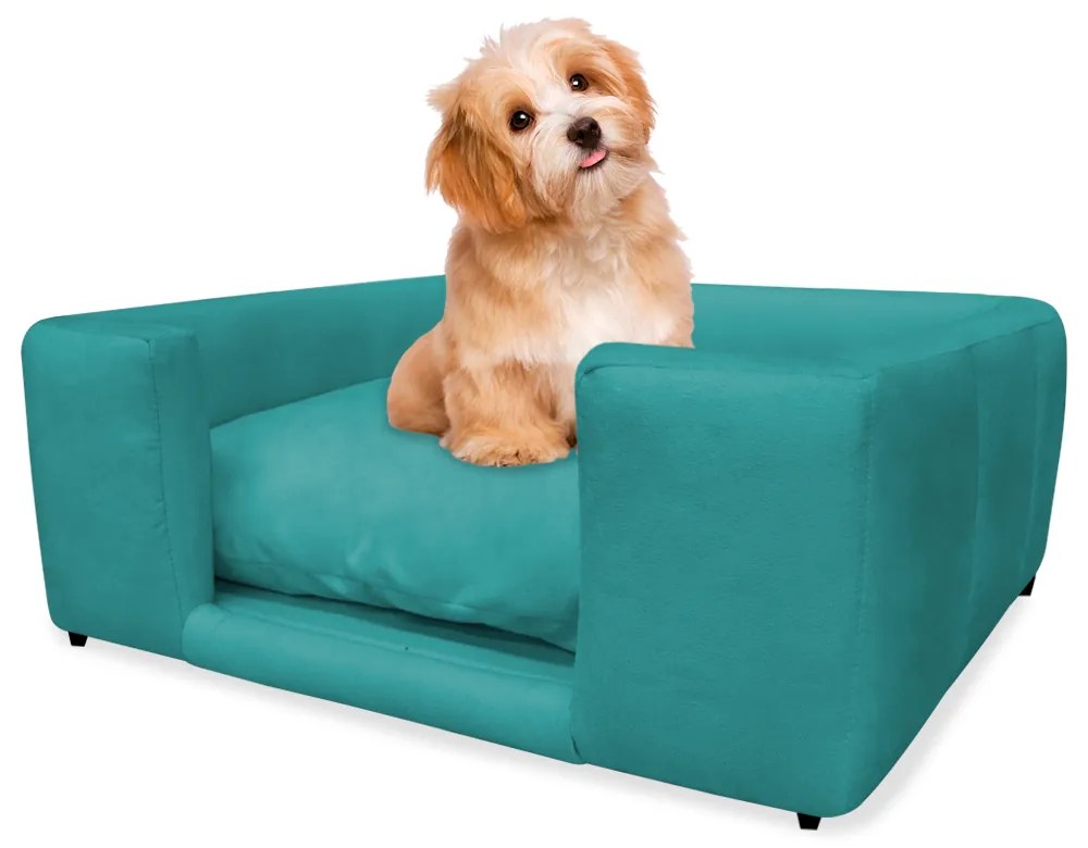 Caminha Cão Cama Pet Lili P/ Cães e Gatos Almofada Lavável Suede Cores - Azul Tiffany