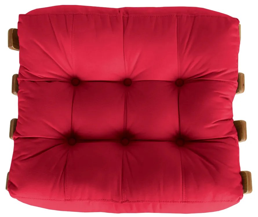 Puff Decorativo Sala de Estar Costela Rib Suede Vermelho