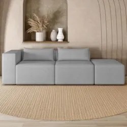 Sofá 4 Lugares 283cm Com Puff Direito Fay Veludo Cinza Z55 - Mpozenato