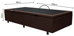 Base Box Baú para Cama Solteiro 88x188cm Liz S05 Sintético Marrom - Mp