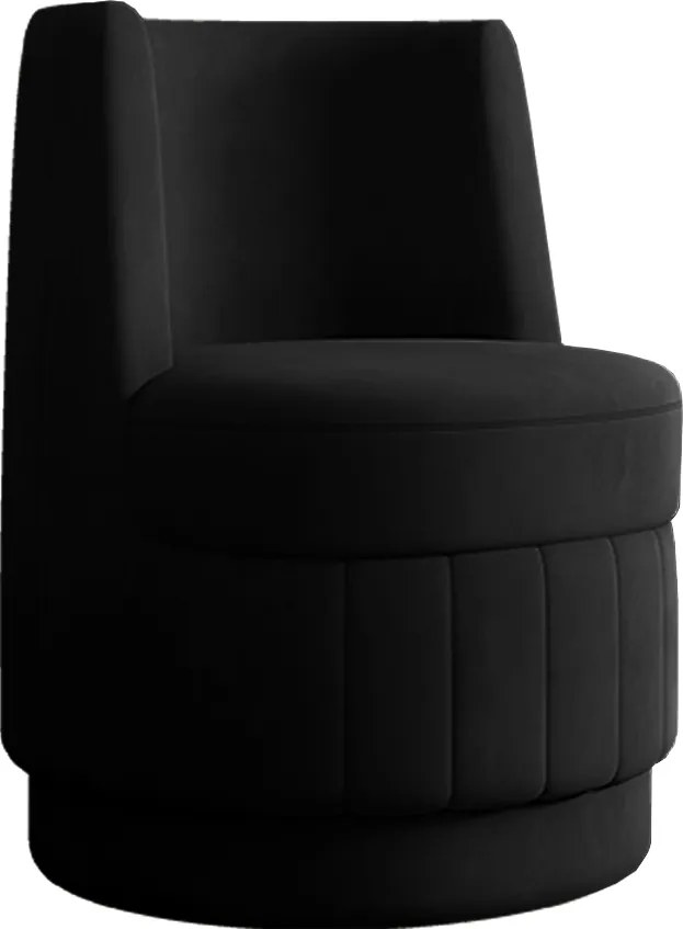 Poltrona Decorativa Estilo Único Éfeso Sala de Estar Base Giratória Veludo Preto G33 - Gran Belo