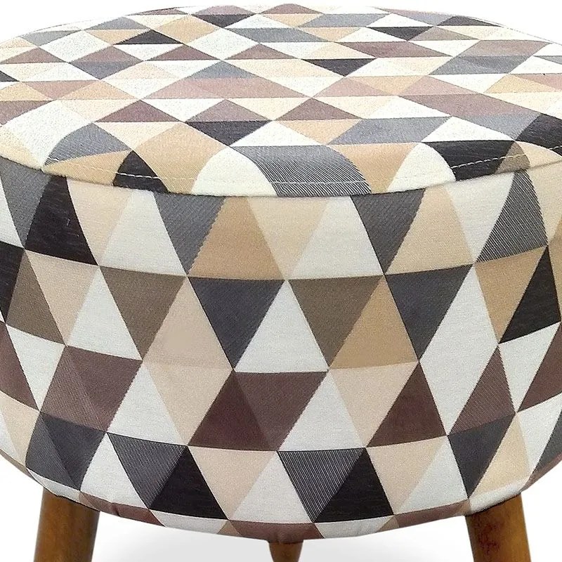 Puff Redondo Decorativo Pérola Pés Palito Suede Estampado - Sheep Estofados