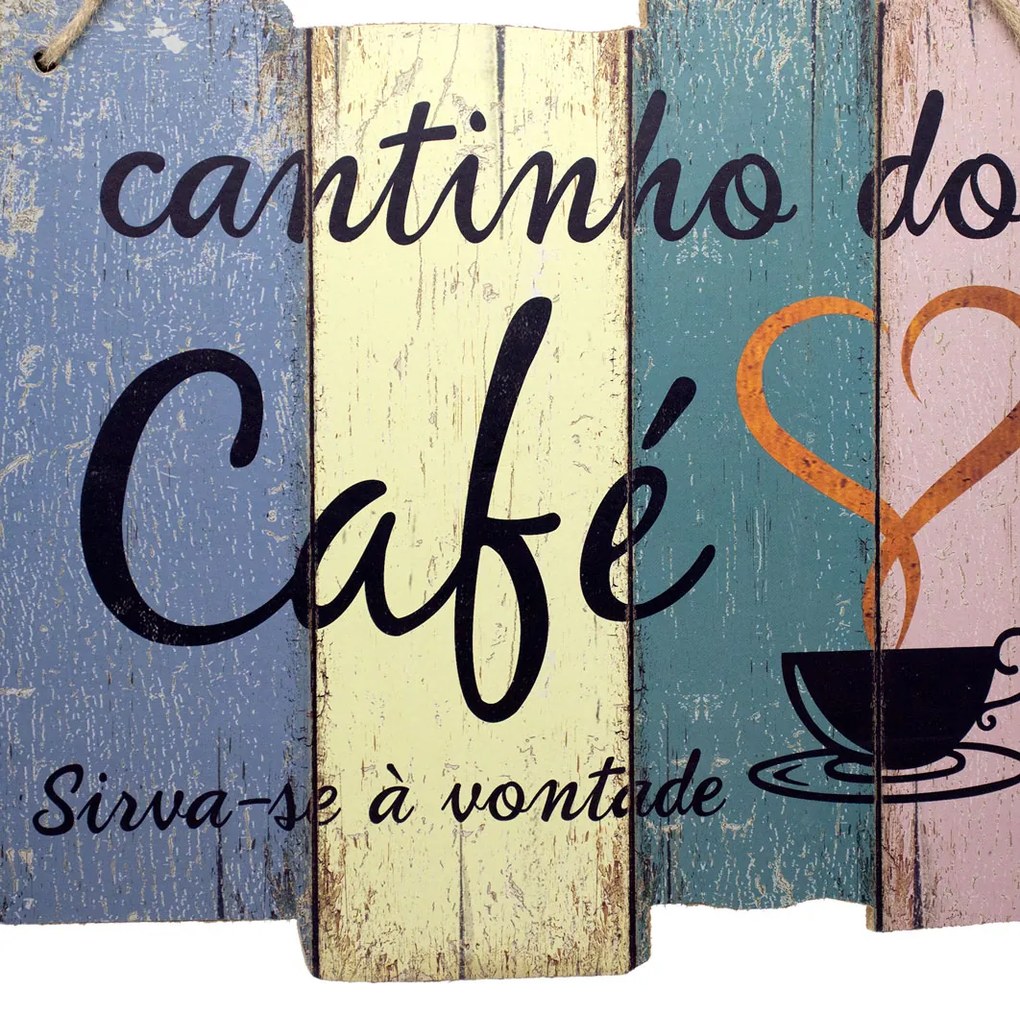 Quadro Decorativo de Madeira Cantinho do Café 25,5x30x1,5 cm - D'Rossi